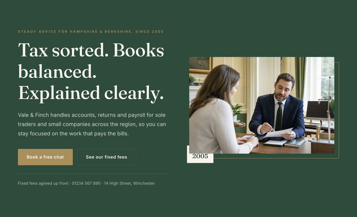 Accountant website design concept