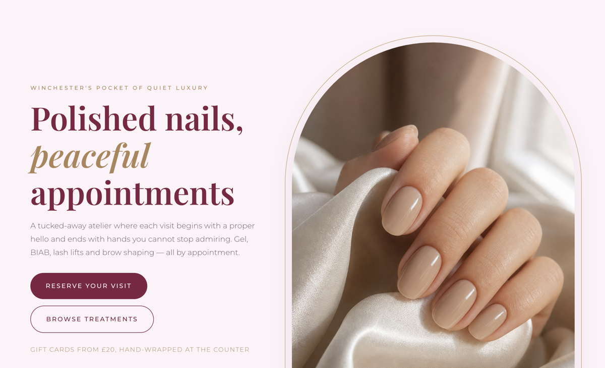 Beauty and nail salon website design concept