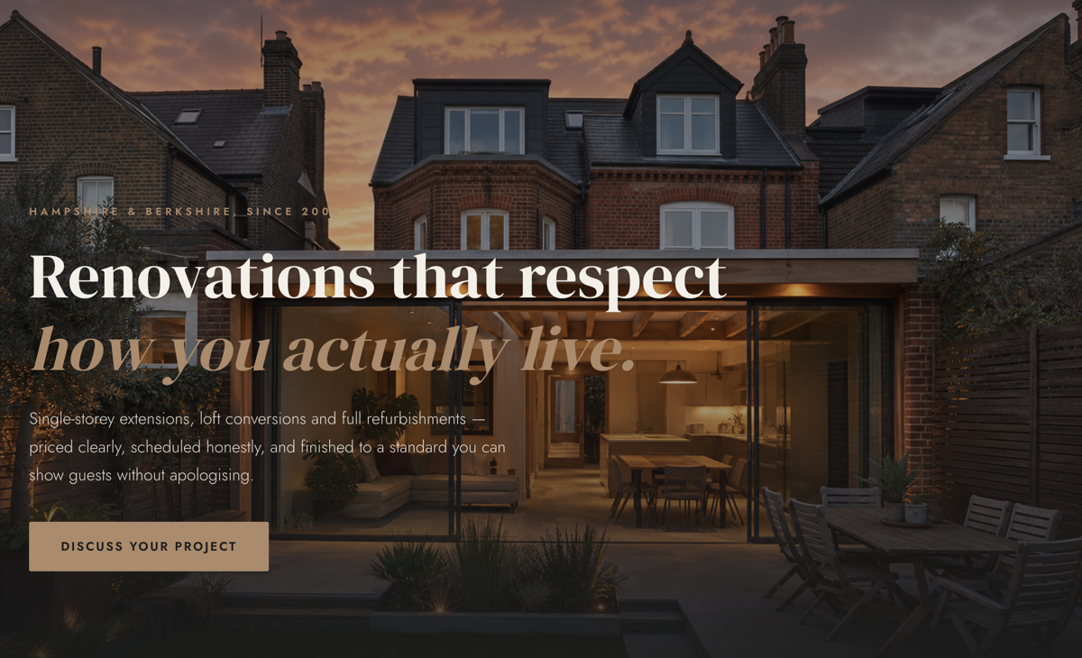 Builder website design concept