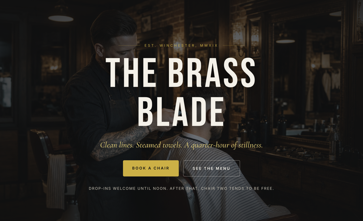 Hairdresser and barber website design concept