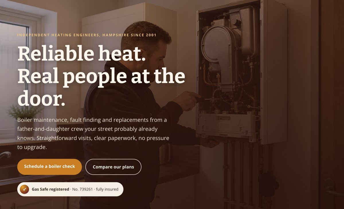 Heating engineer website design concept