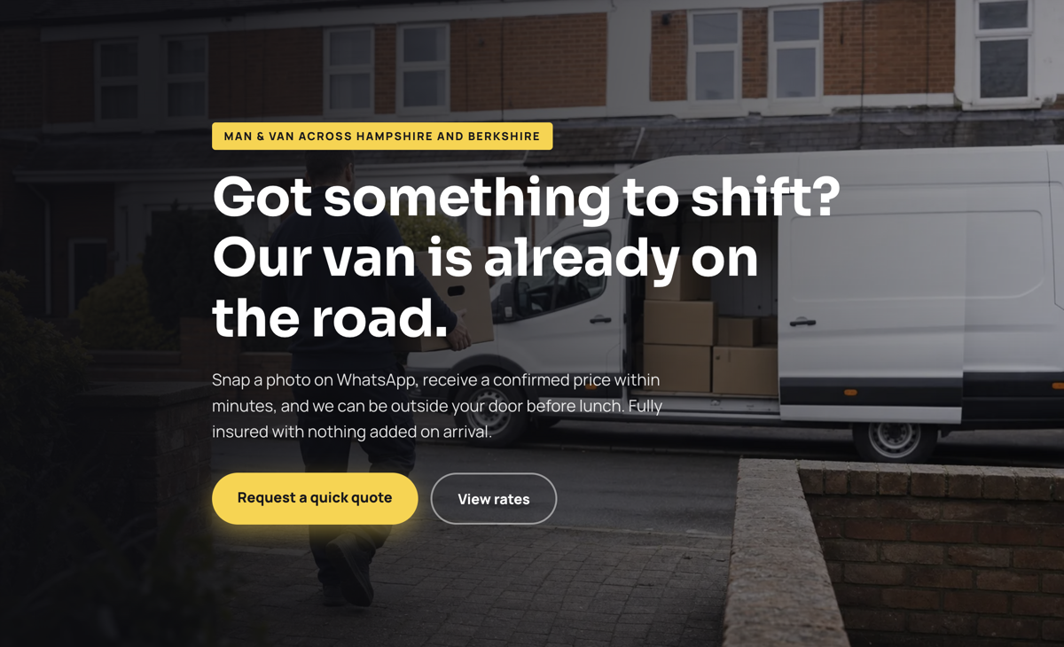 Man and van website design concept
