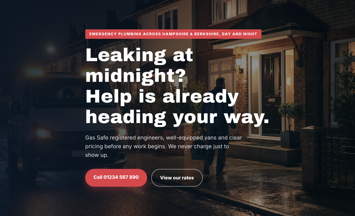 Plumber website design concept