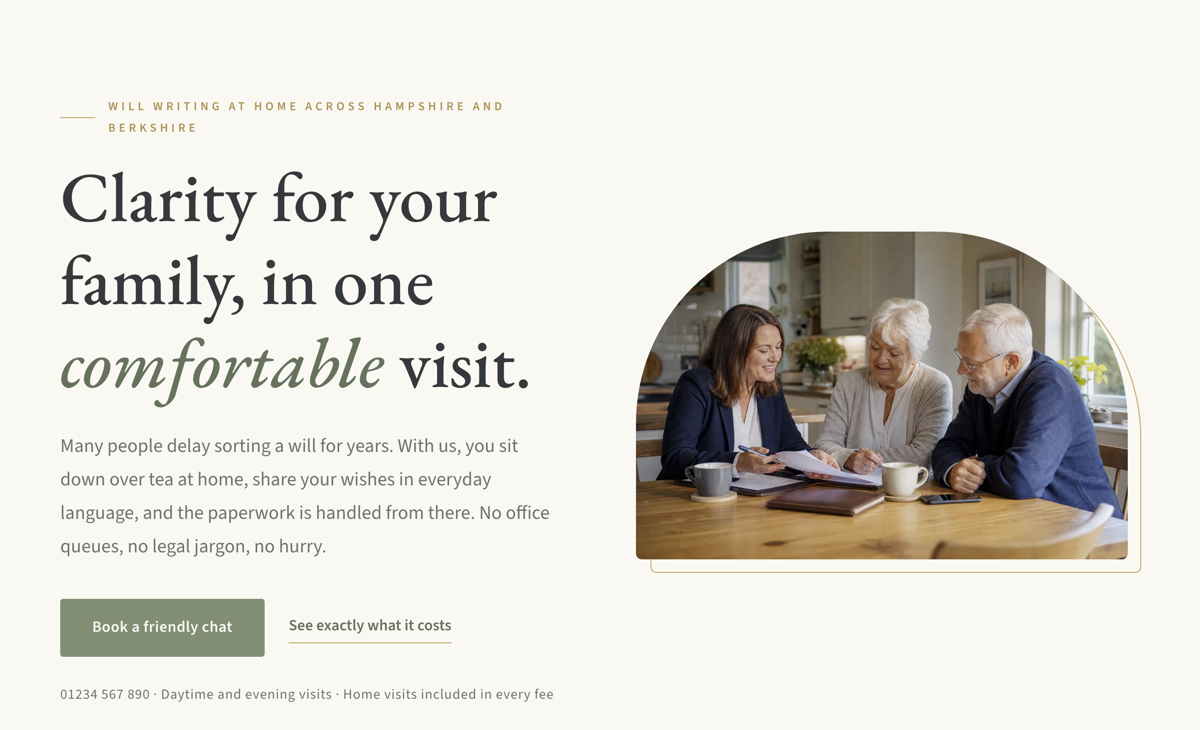 Will writer website design concept